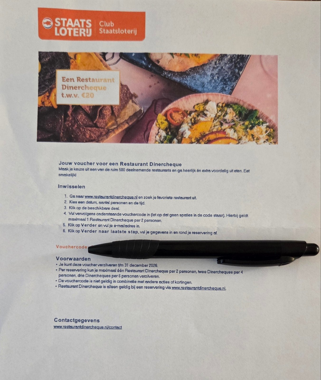 restaurant diner cheque van 20 euro. Voor 5 euro., Tickets en Kaartjes, Kortingen en Cadeaubonnen, Twee personen, Kortingsbon