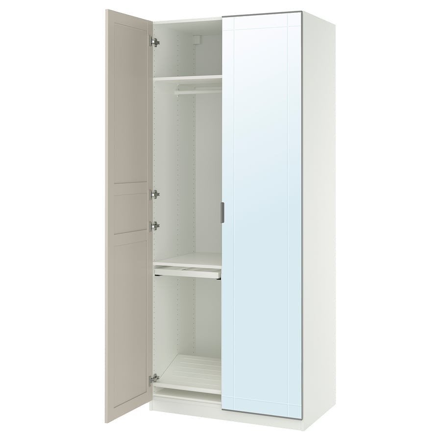 3 IKEA Pax FLISBERGET kastdeuren 229x50cm ZWART / SPIEGEL, Ophalen, 200 cm of meer, 50 tot 100 cm, Zo goed als nieuw