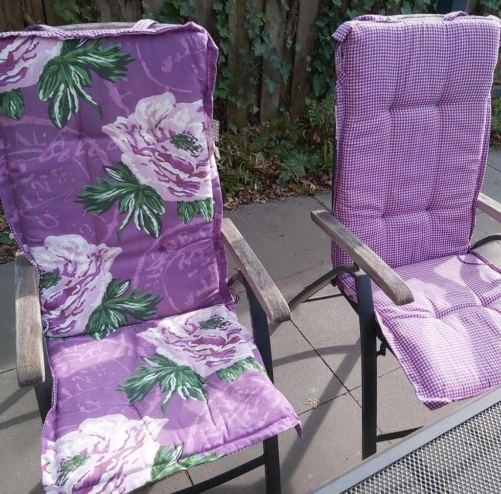 4 dubbelzijdige stoelkussens, Tuin en Terras, Tuinstoelen, Ophalen, Zo goed als nieuw