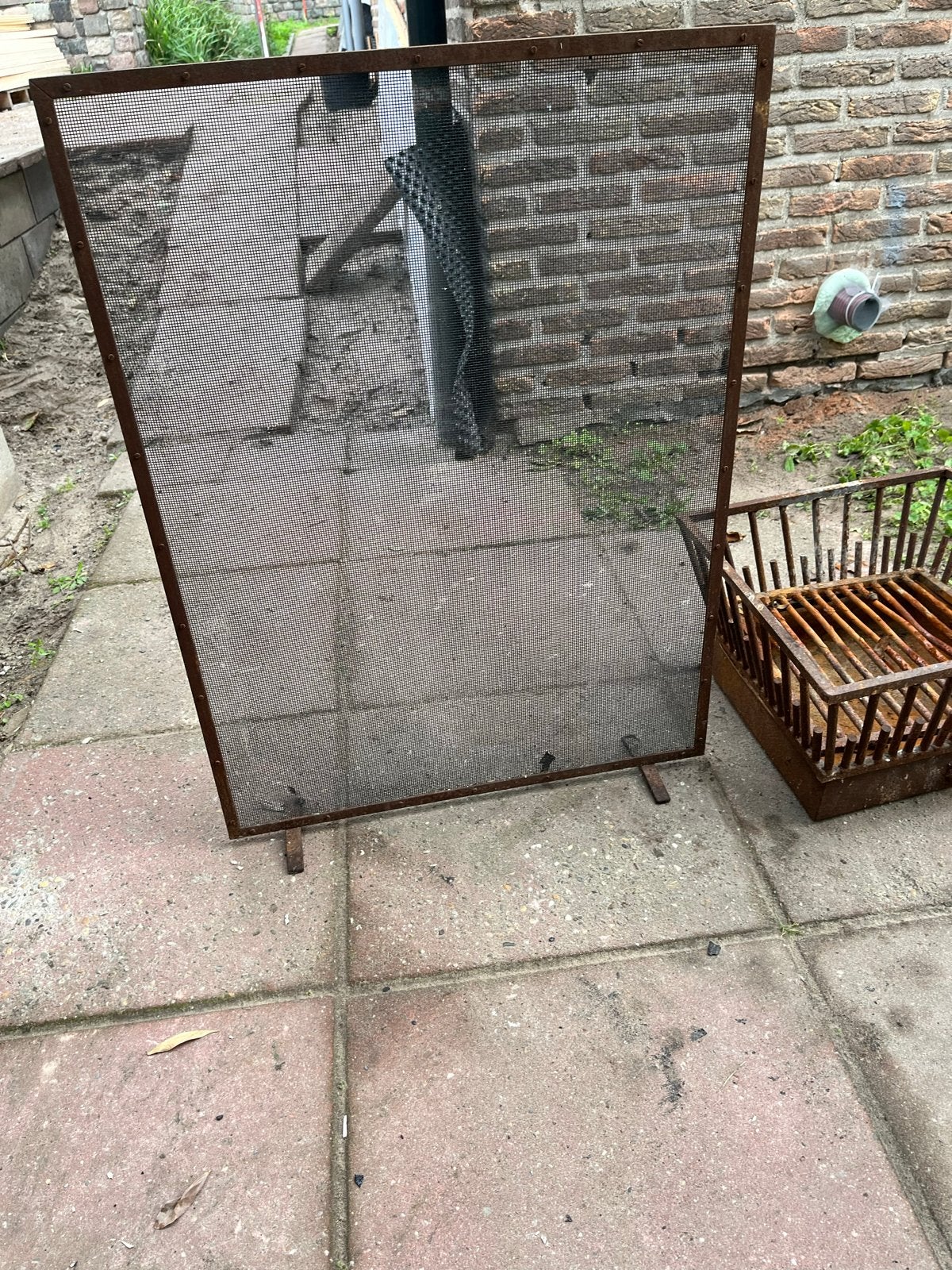 Haardscherm (85x65) met Vuurkorf (45x50) - Gebruikt, Ophalen, Gebruikt, Vuurkorf