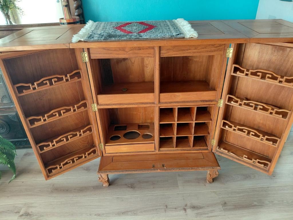 Teak houten drankkast, Ophalen of Verzenden, Gebruikt