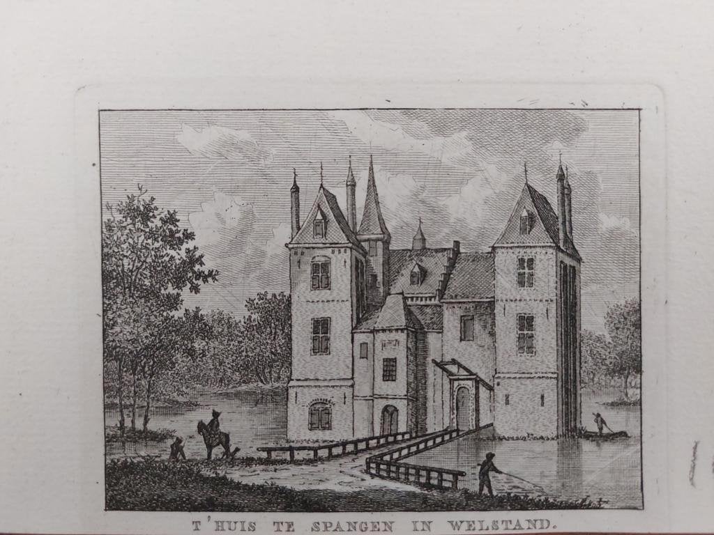 142 / Huis te Spangen in Overschie Rotterdam Gravure 1790, Ophalen of Verzenden