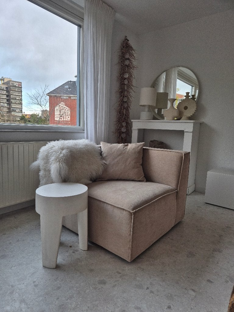 Royale fauteuil beige Japandi Westwing VT Wonen 2 mnd oud, Ophalen, 75 tot 100 cm, Sissy Boy Zara Riviera Maison lifestyle modern landelijk