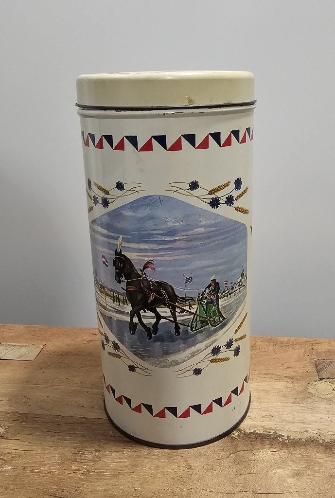 LEUKE VINTAGE "VAN DER MEULEN" BESCHUITBUS, Ophalen, Gebruikt, Voorraadpot, Metaal