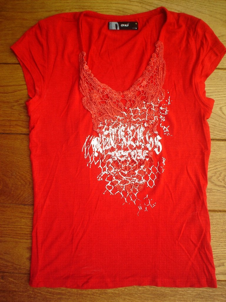 Rood shirt, Only, maat M, Maat 38/40 (M), Only, Verzenden, Zo goed als nieuw