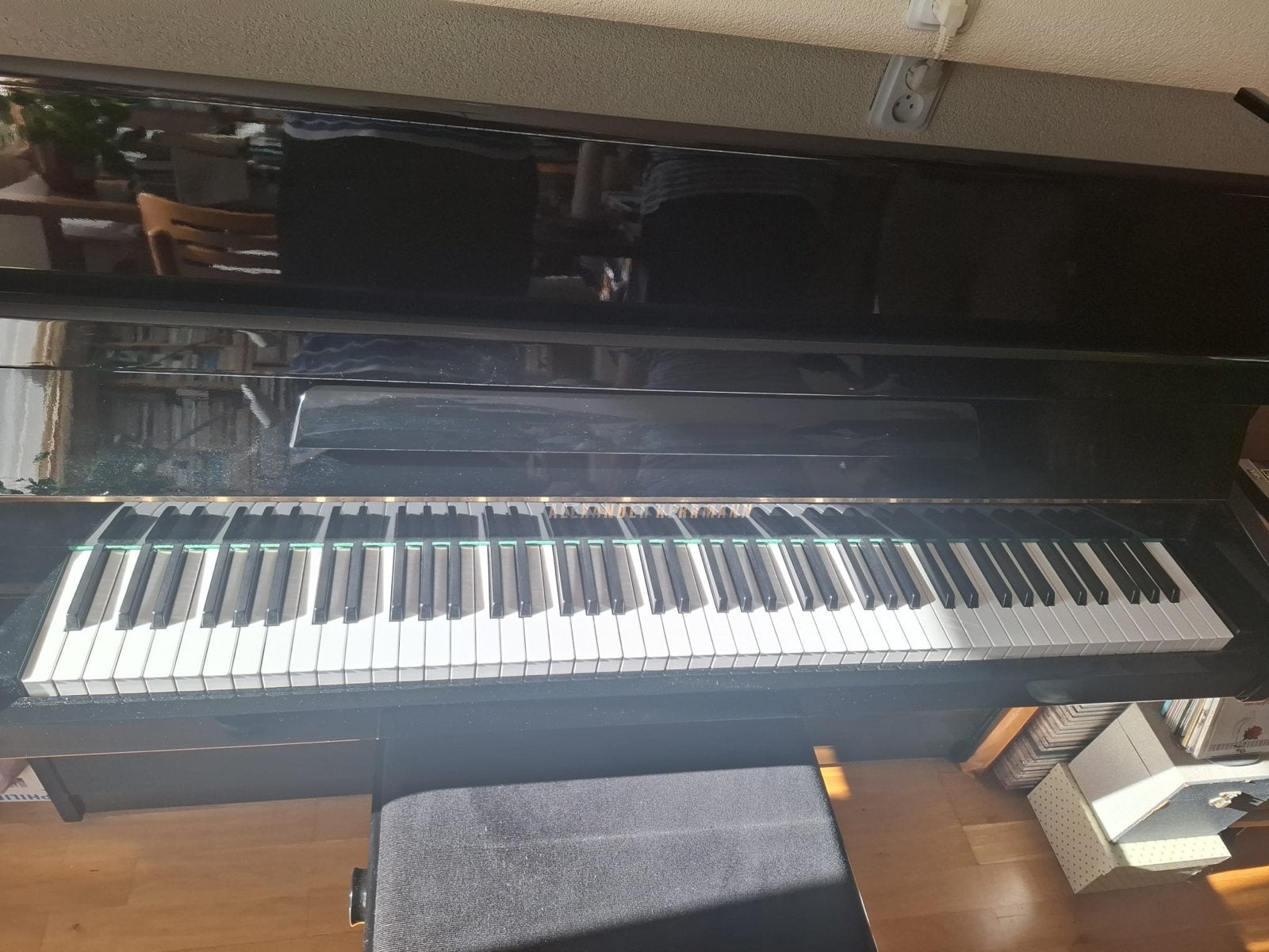 Alexander Herrmann piano - hoogglans zwart - studiepiano, Ophalen, Gebruikt, Zwart, Piano