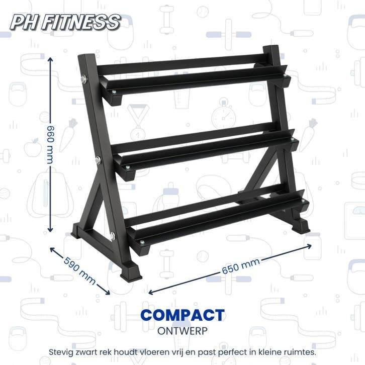 PH Fitness Dumbbell Rack - 3 Laags Halterrek, Support@phfitness.nl, Nieuw, Ophalen of Verzenden, Rug