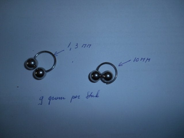 Piercing balletjes 2 stuks Zie scans, Verzenden, Nieuw, Staal, Overige typen