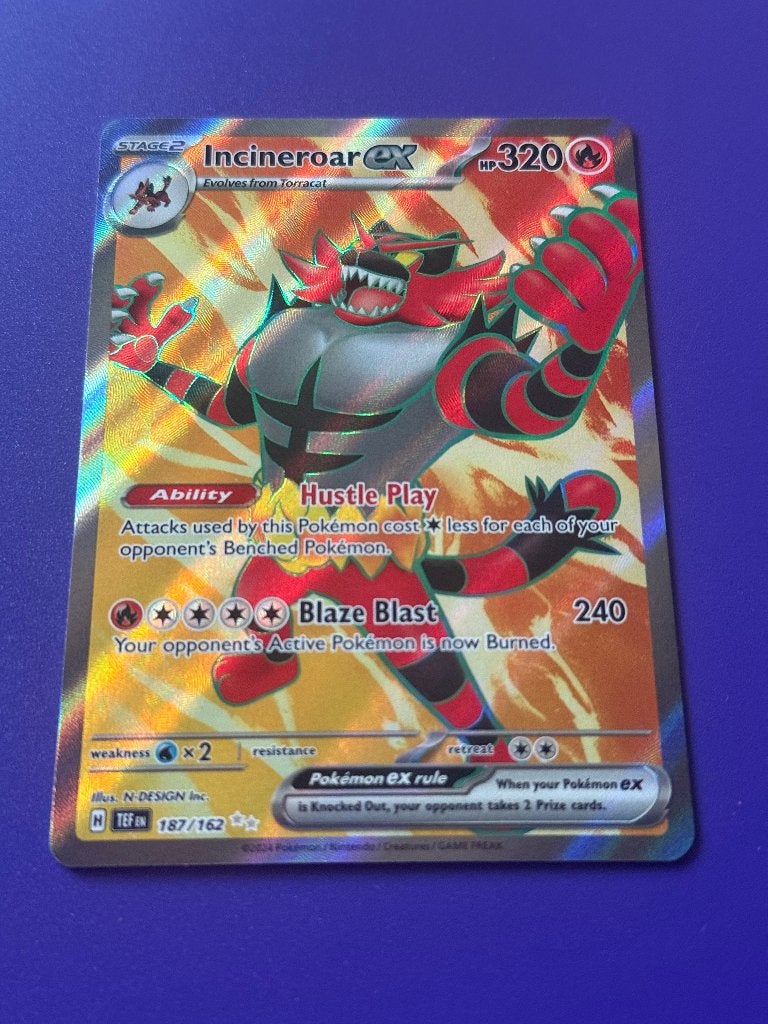 Incineroar ex 187/162 - Full Art Pokémon Kaart, Verzenden, Zo goed als nieuw, Losse kaart, Foil