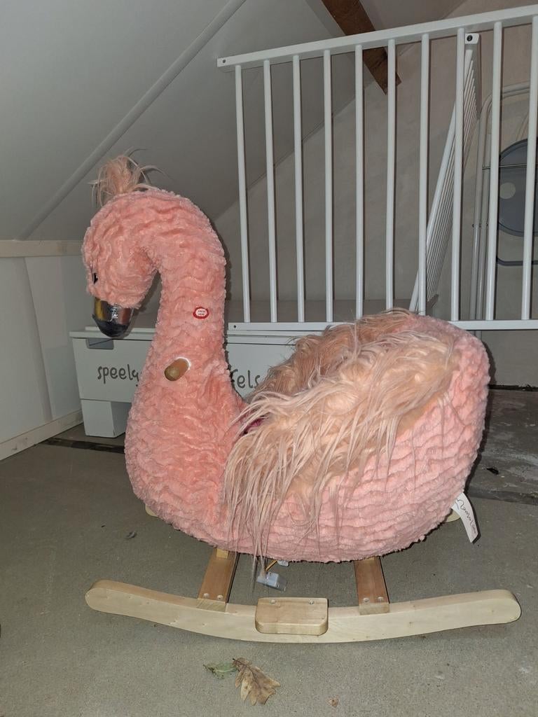Hobbel flamingo - nauwelijks gebruikt (geluid defect), Kinderen en Baby's, Speelgoed | Overig, Ophalen, Zo goed als nieuw, Jongen of Meisje