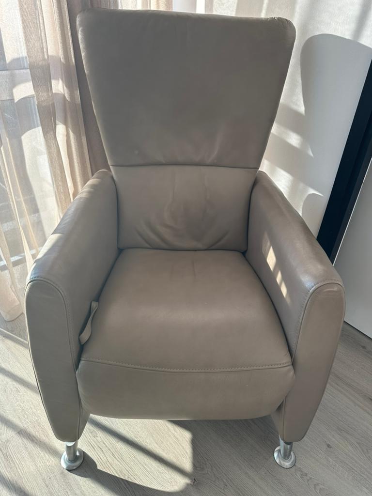 Relaxstoel, Minder dan 75 cm, Leer, Ophalen of Verzenden, Zo goed als nieuw