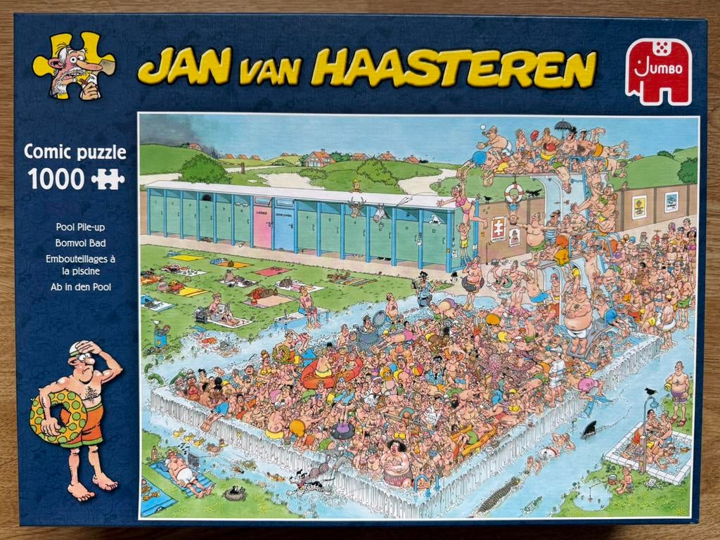 Jan van Haasteren - 1000 st - Bomvol bad, Ophalen, 500 t/m 1500 stukjes, Zo goed als nieuw, Legpuzzel