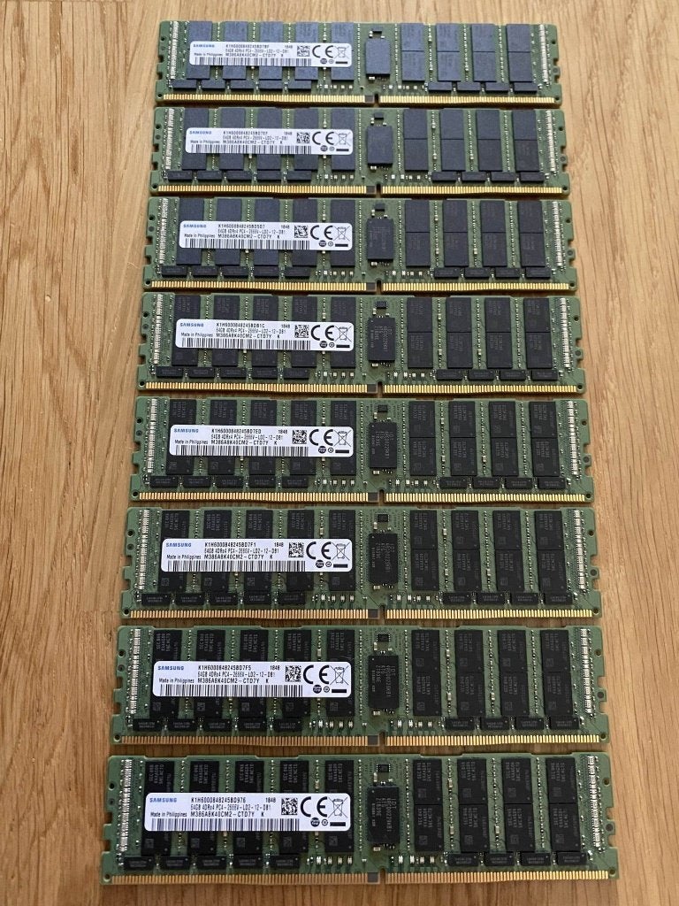 8x Samsung 64GB DDR4 ECC LRDIMM RAM 2666MHz – totaal 512GB, Computers en Software, RAM geheugen, DDR4, Ophalen of Verzenden, Zo goed als nieuw