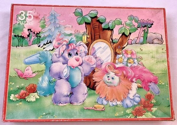 Brush-a-Loves 35-delige puzzel vintage 1988 compleet 80s, Verzenden, Minder dan 500 stukjes, Zo goed als nieuw, Legpuzzel