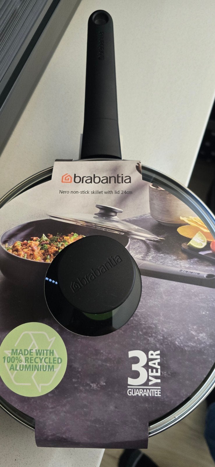 Brabantia Nero Koekenpan met Deksel - 24cm, Koekenpan, PFAS-vrij, Ophalen of Verzenden, Nieuw