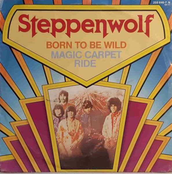 Vinyl 7' Steppenwolf – Born To Be Wild / Magic Carpet Ride, Beschermende buitenhoes, 7 inch, Ophalen of Verzenden, Zo goed als nieuw