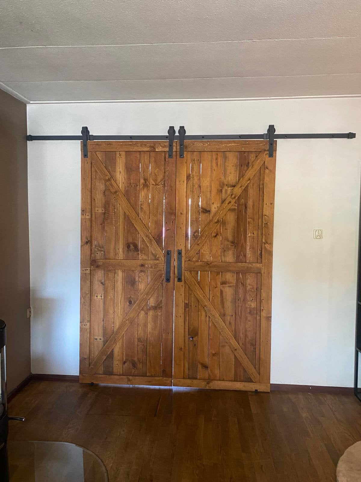 Rustieke schuifdeuren ( Barn Doors )met railsysteem, Ophalen, 80 tot 100 cm, 215 cm of meer, Binnendeur