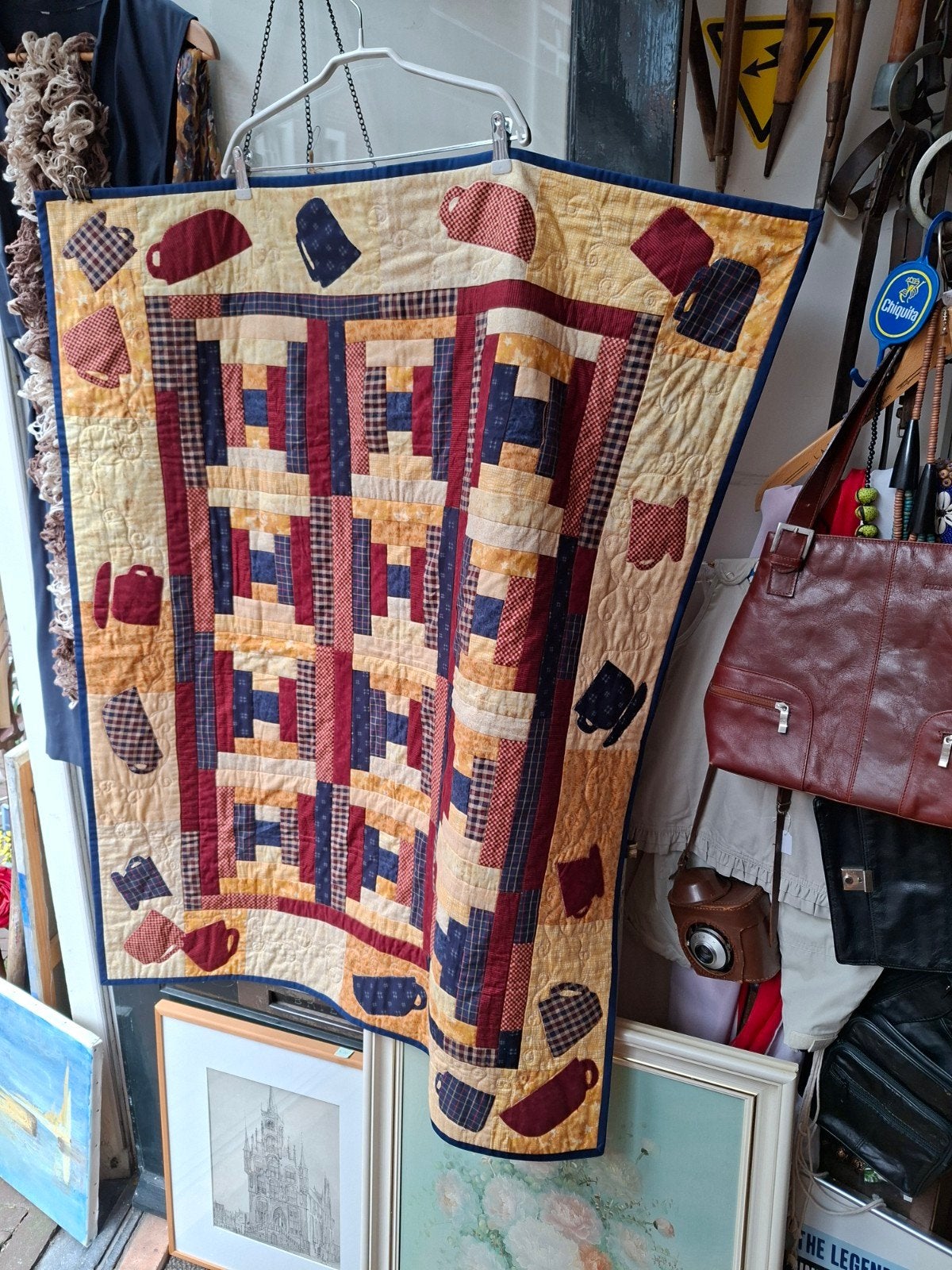 Handgemaakte Quilt / Wandkleed met Koffiekopjes, Gebruikt, Meerkleurig, Ophalen of Verzenden, Overige typen