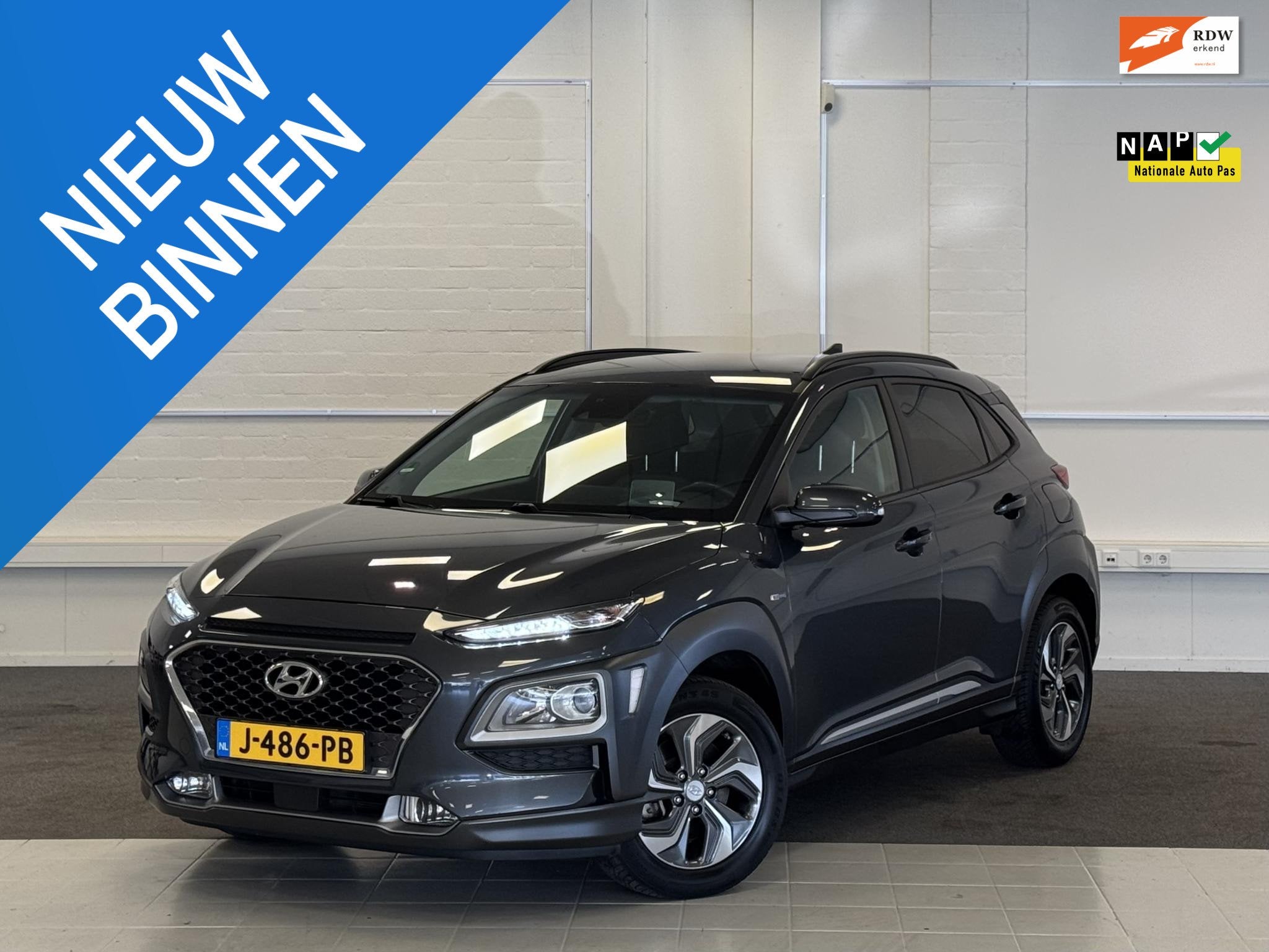 Hyundai Kona 1.6 GDI HEV Fashion HUD Clima Cruise Allseason, Stof, Gebruikt, Euro 6, 2 kWh