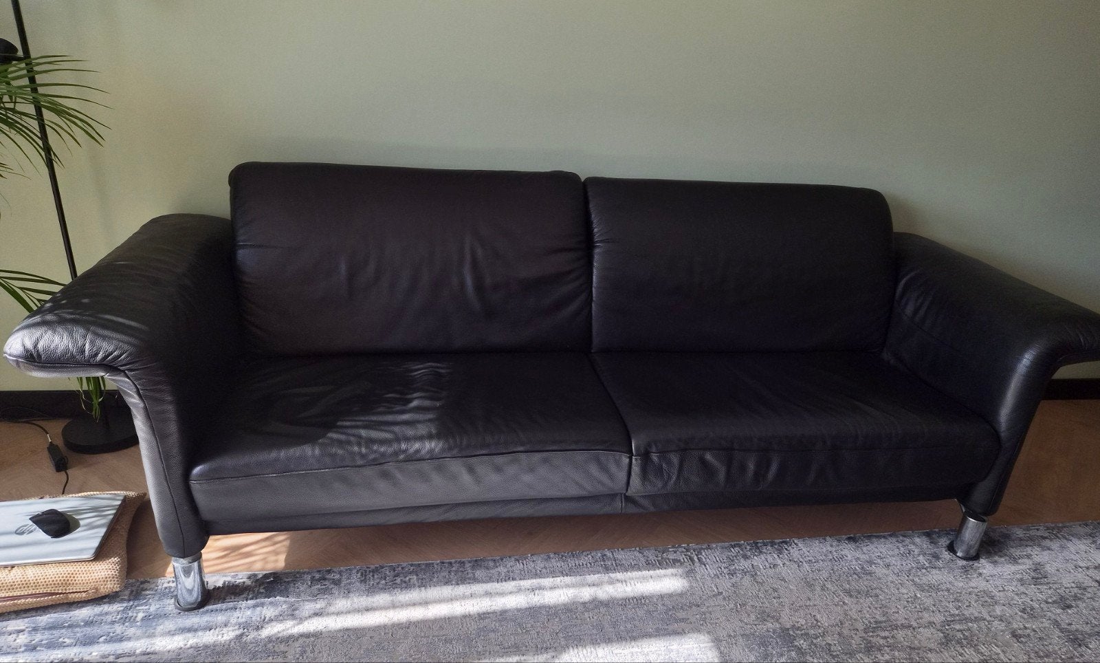 nette lederen bank merk topform, Ophalen, Driepersoons, 200 tot 250 cm, Leer