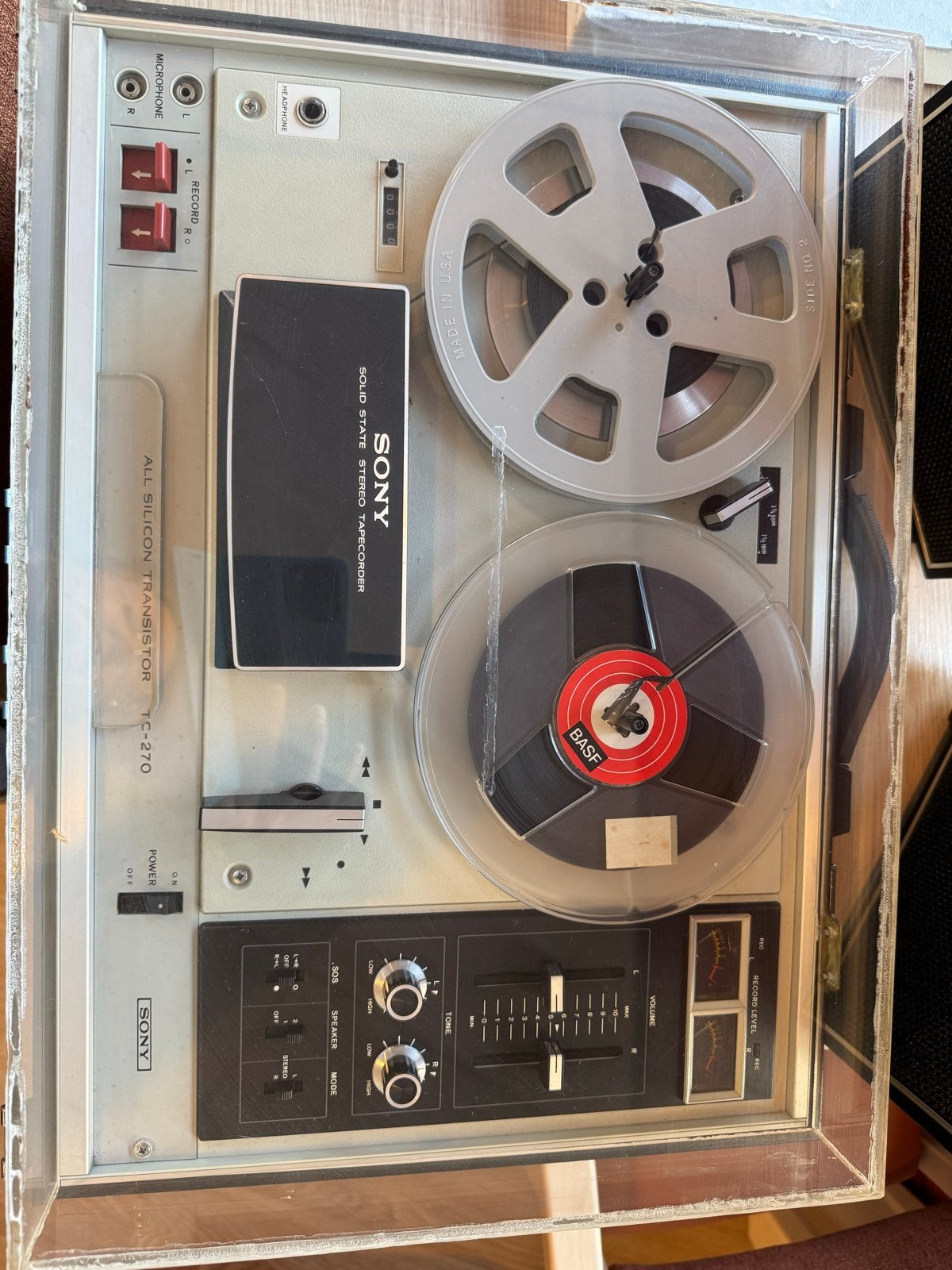 Sony TC-270 Bandrecorder met stofkap en banden, Ophalen, Bandrecorder, Met stofkap