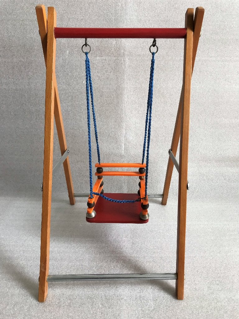 Oude Poppenschommel Schommel Pop Hout 42 cm, Ophalen, Gebruikt