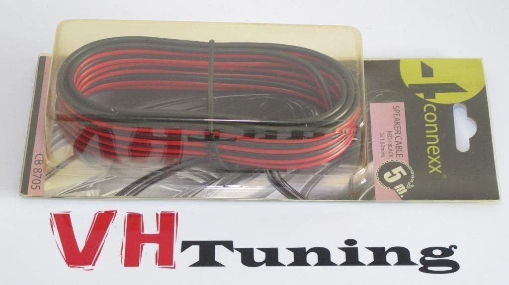 Connexx CB 8705 speaker cable 2x 1.5MM2 zwart/rood 5 Meter, Ophalen of Verzenden, Nieuw