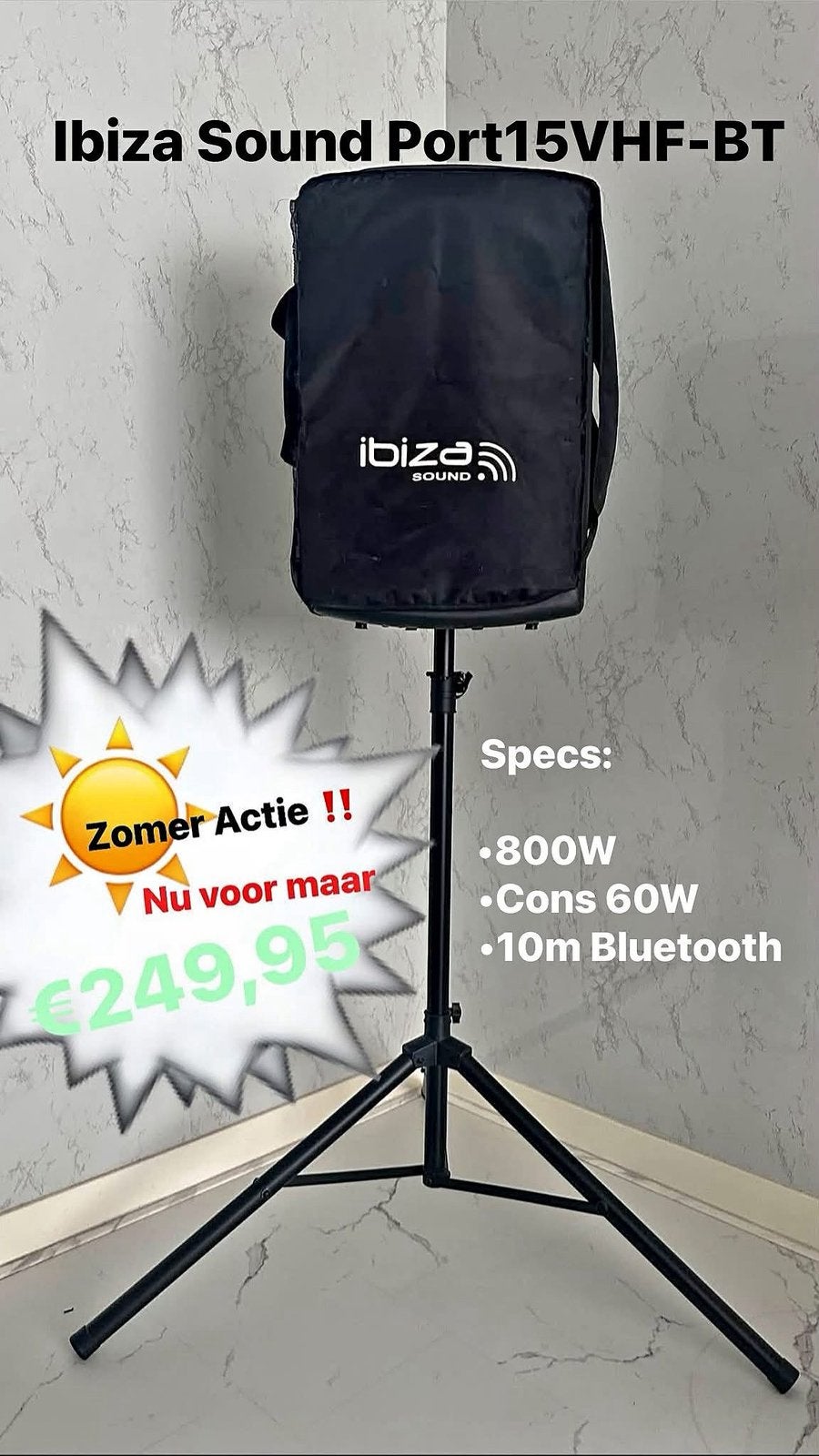 Ibiza Sound Port15VHF-BT Speaker, Audio, Tv en Foto, Luidsprekers, Ophalen, Zo goed als nieuw, Overige merken