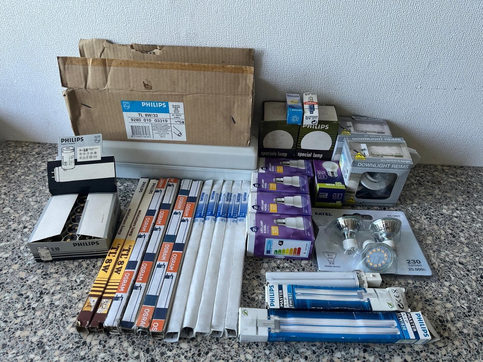 Grote partij div. lampen en verlichting (nieuw en gebruikt, Ophalen, Wit, Gebruikt, Philips