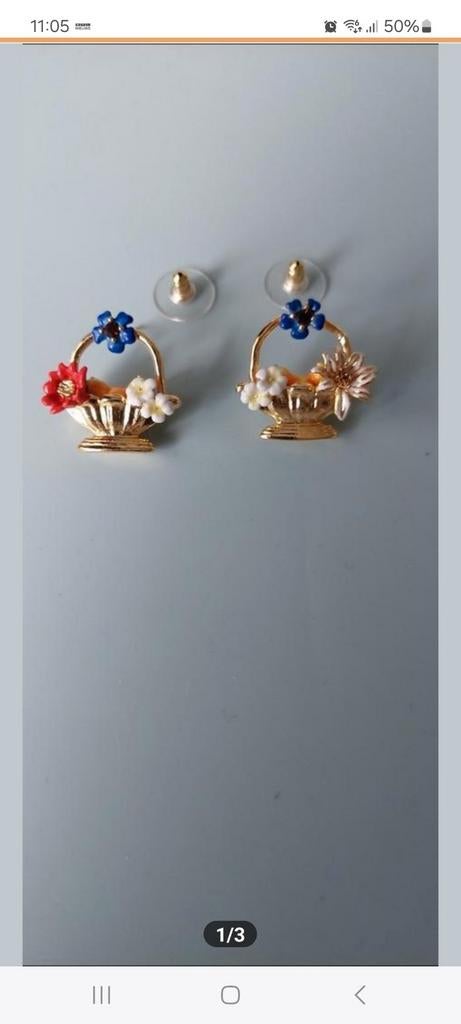 Les nereides😊oorbellen bloem fruit, Sieraden, Tassen en Uiterlijk, Ophalen of Verzenden, Zo goed als nieuw, Knopjes of Stekers
