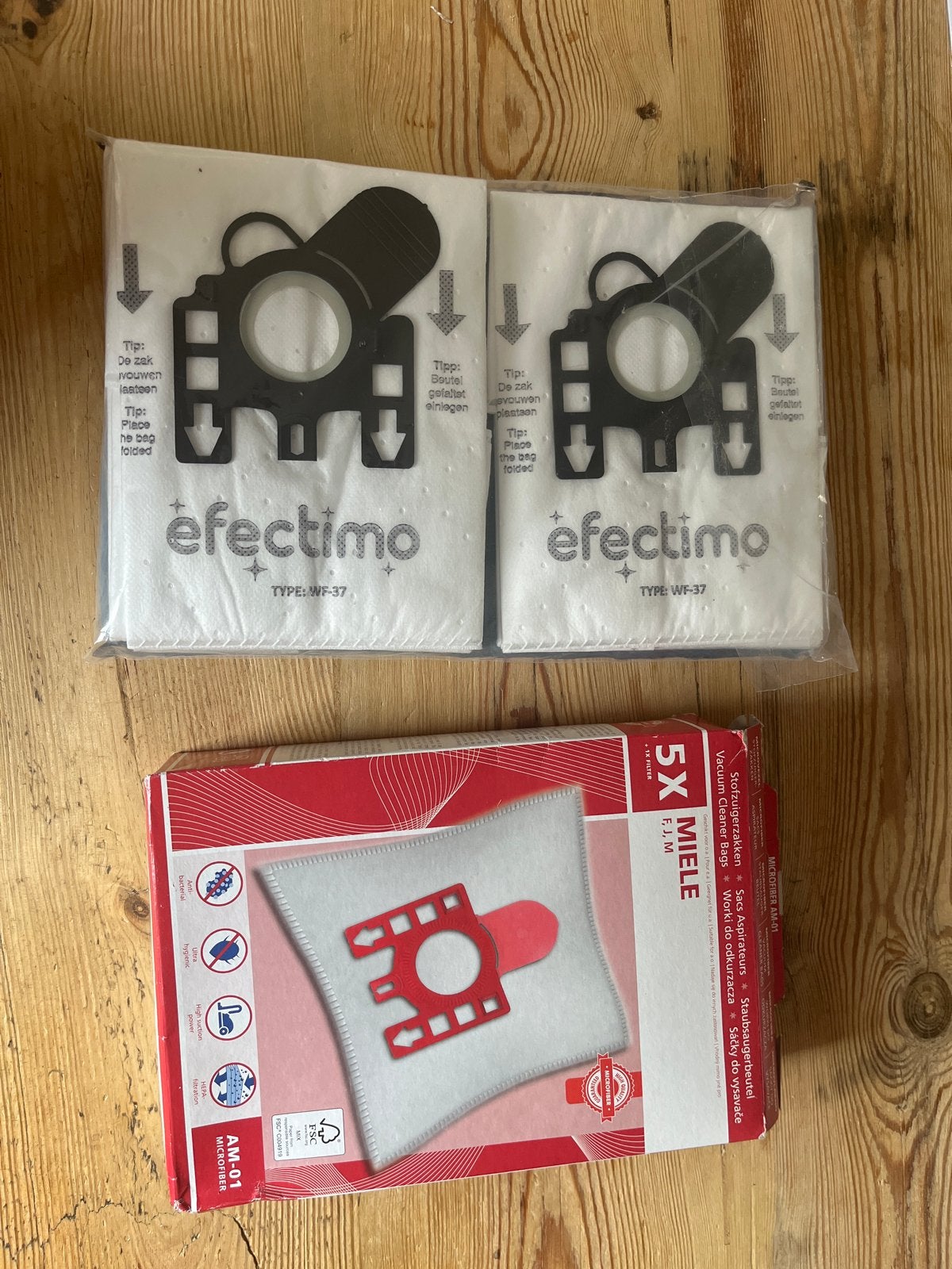 9 stofzuigerzakken: 4x Efectimo WF-37, 5x Miele FJM, Witgoed en Apparatuur, Stofzak, Nieuw, Ophalen of Verzenden, Miele