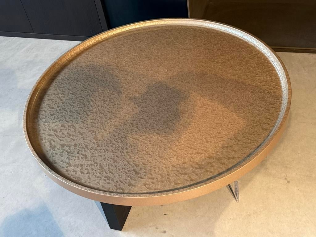 Salontafel showroom model nieuw champagne beige rond, Ophalen of Verzenden, Nieuw, Rond, 100 tot 150 cm