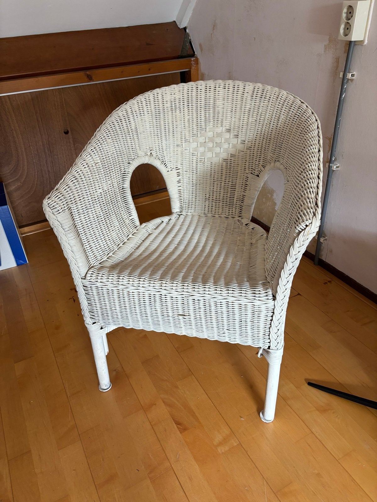 Witte rotan stoel, Ophalen, Gebruikt, Wit, Riet of Rotan