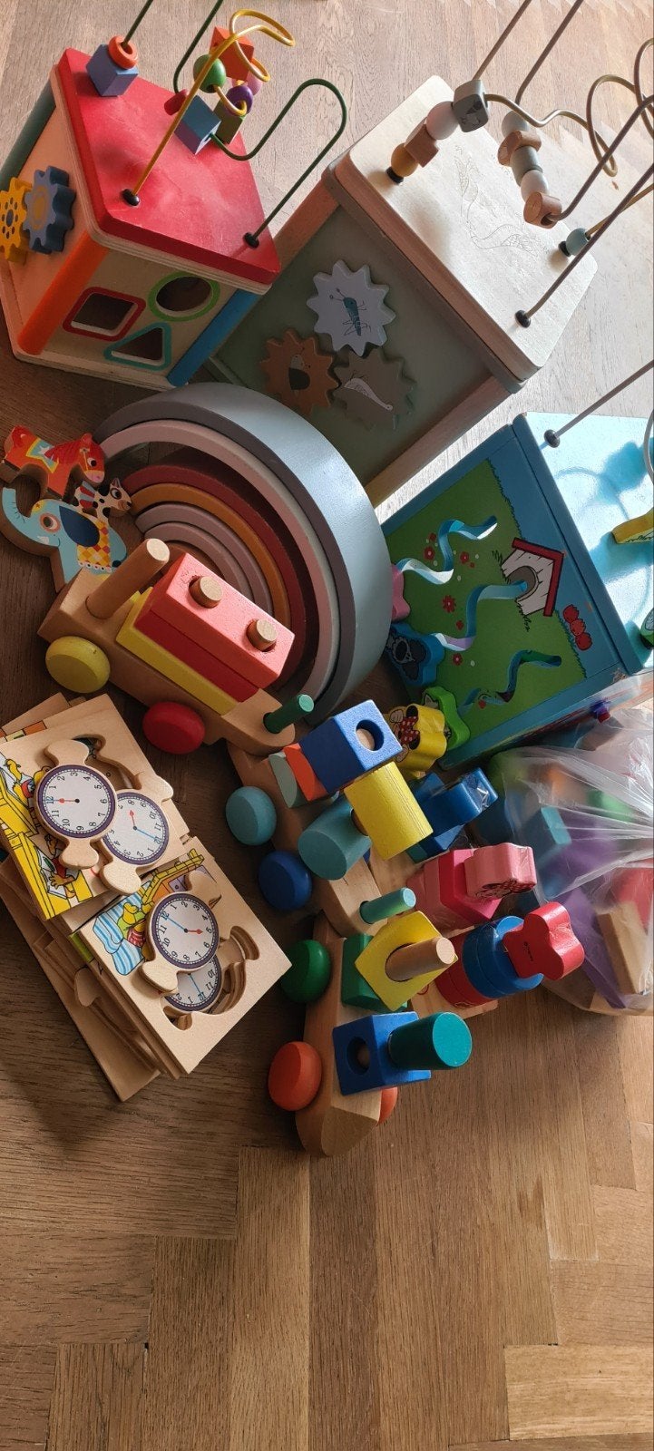 Grote tas gevuld met divers houten speelgoed, Ophalen, Gebruikt, Overige typen