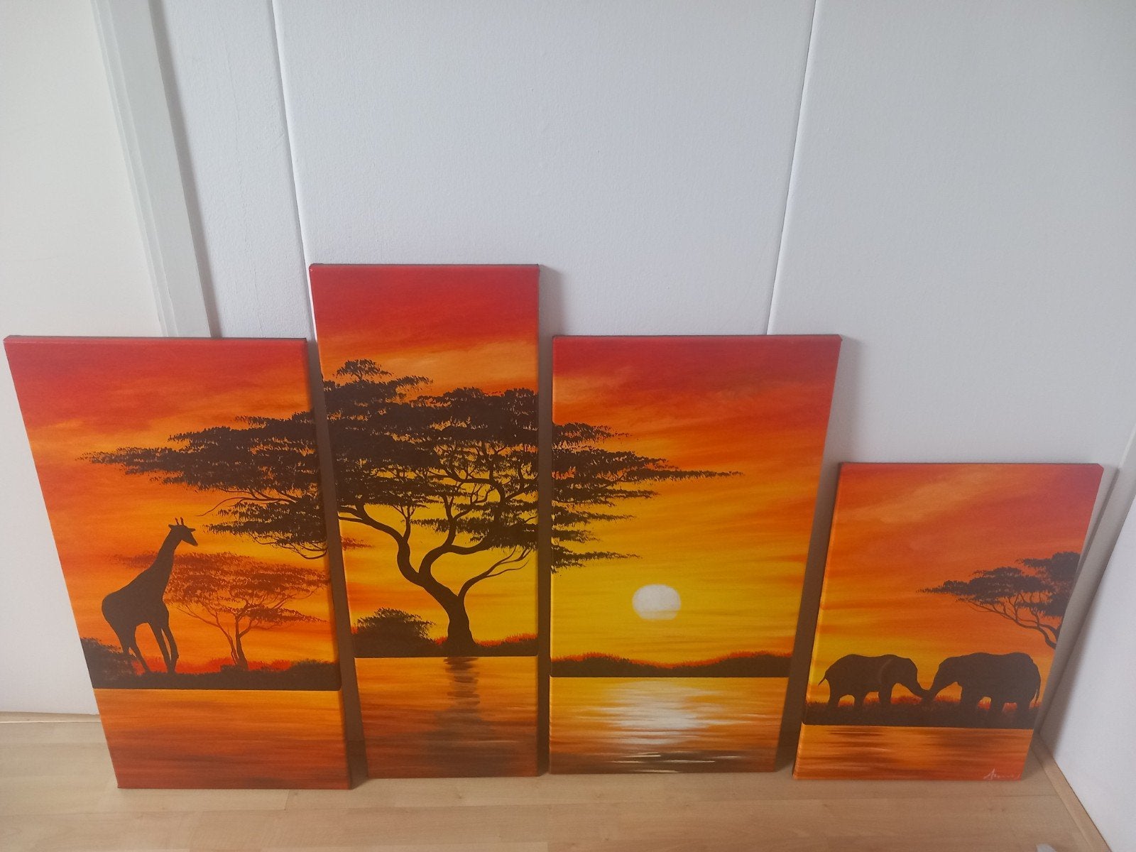 Canvas schilderij safari 4 luik, Ophalen, Gebruikt, Schilderij