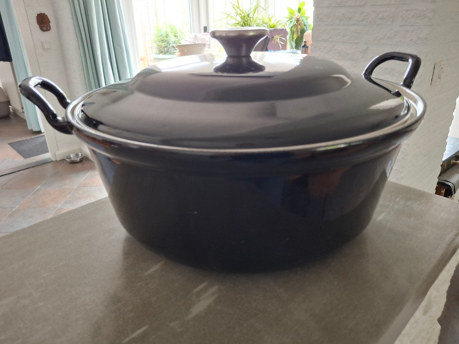 Zwarte gietijzeren braadpan met deksel, Ophalen, Gebruikt, Met deksel, Braadpan
