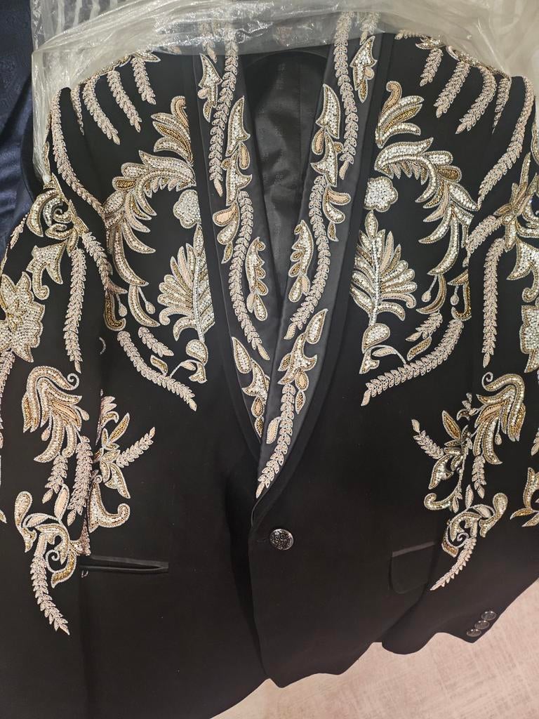 Exclusief Zwart Colbert met Gouden Borduurwerk, Kleding | Heren, Onbekend, Zwart, Nieuw, Overige maten