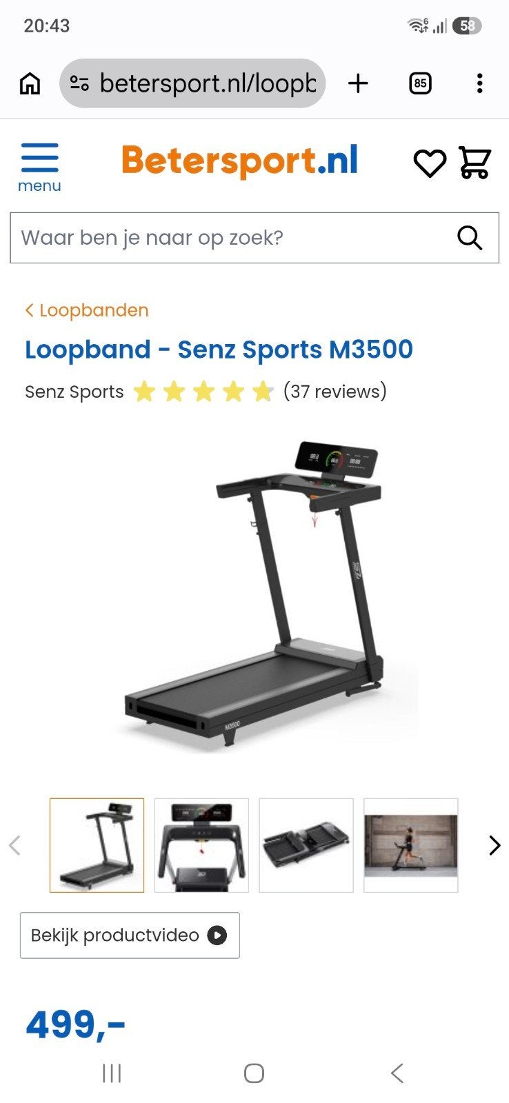 Senz Sports M3500 Loopband - Zo goed als nieuw, Ophalen, Zo goed als nieuw, Loopband