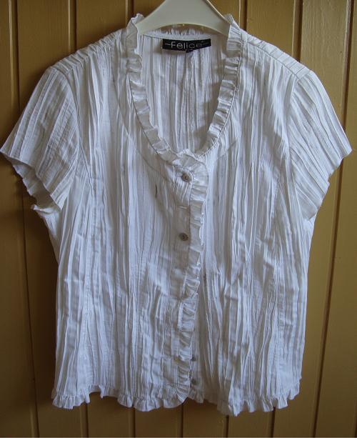 blouse Felice krinkelstof wit/grijs, Maat 38/40 (M), Wit, Ophalen of Verzenden, Felice