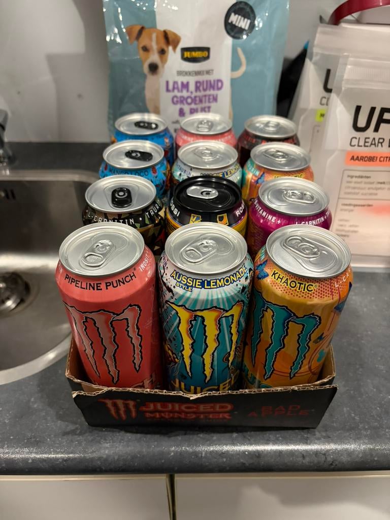Monster blikken, Verzamelen, Blikken, Ophalen of Verzenden, Nieuw, Frisdrank, Overige merken