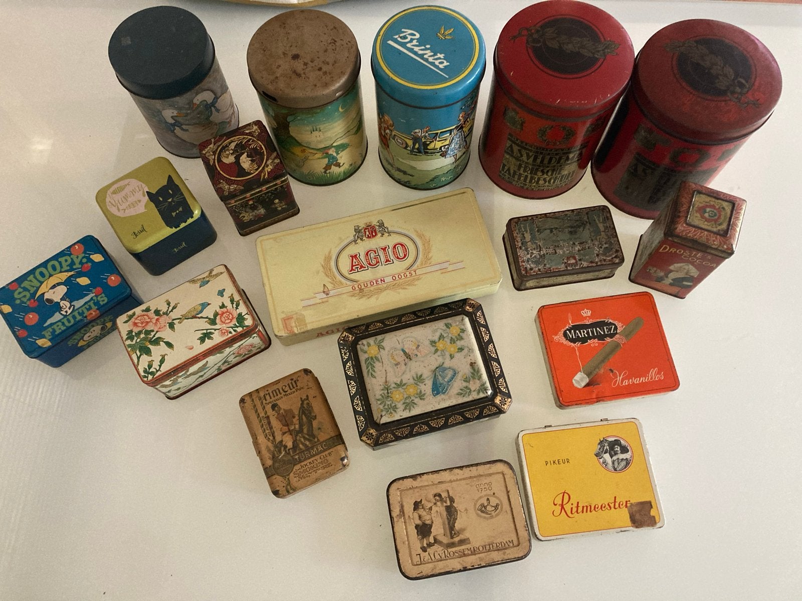Collectie van 17 Vintage Blikken en Trommels, Ophalen of Verzenden