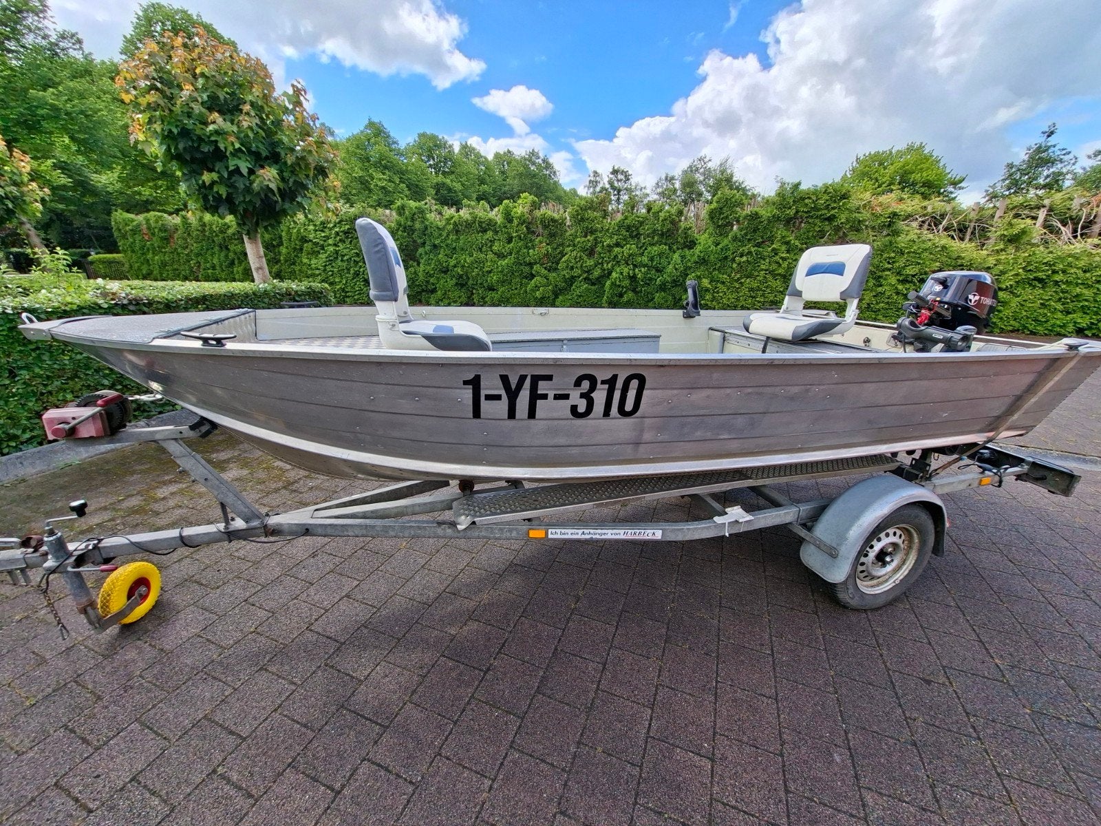Aluminium visboot Marine type 15fish 4m30 met 20pk Tohatsu, Watersport en Boten, Vis- en Consoleboten, Ophalen, Aluminium