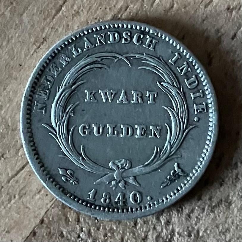 kwart gulden 1840 Nederlands Indië Willem I, Postzegels en Munten, Munten | Nederland, Ophalen, Zilver, 25 cent, Koning Willem I