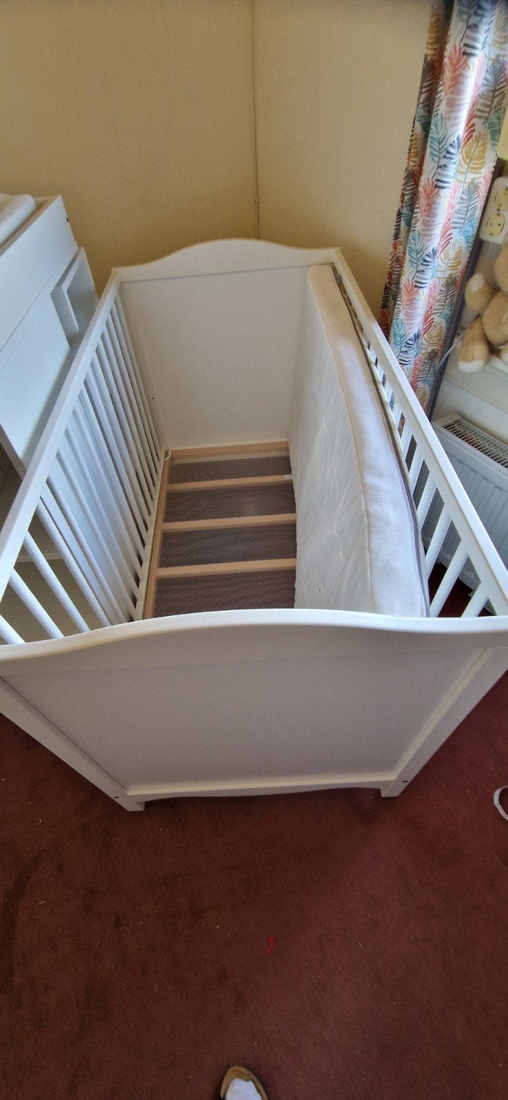 Wit babybedje met commode, Gebruikt, 70 tot 85 cm, 140 tot 160 cm, Ophalen