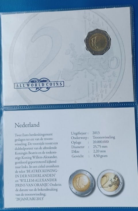Nederland 2 Euro "Troonswisseling"- 2013 (AMK), Postzegels en Munten, Munten | Nederland, Verzenden, Koningin Beatrix, Euro's