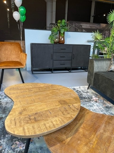 dressoir 180 cm mango zwart metaal gratis thuisbezorgd actie, Overige houtsoorten, 150 tot 200 cm, Nieuw, Ophalen of Verzenden