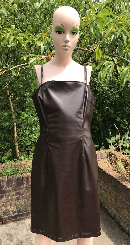 Jurkje met spagetti bandjes - bruin - Clockhouse - vintage, Kleding | Dames, Maat 38/40 (M), Bruin, Ophalen of Verzenden, Zo goed als nieuw