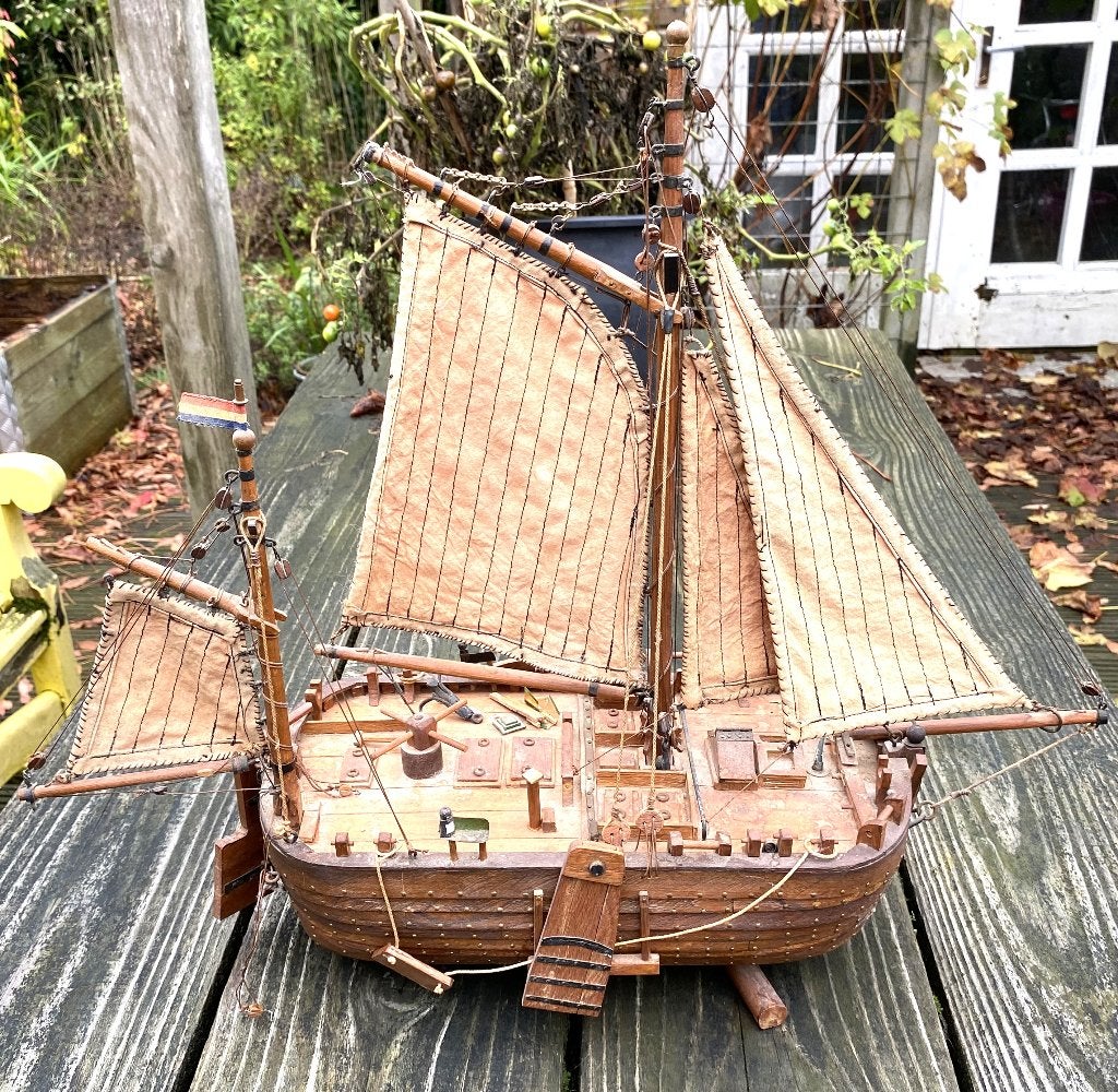 Leuk Nederlands Zeilschip - platbodem vintage antiek boot, Ophalen, Gebruikt