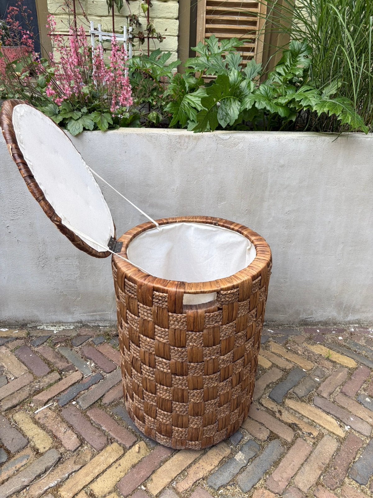 Vintage urban jungle stijl gevlochten wasmand, Ophalen, Gebruikt, Bruin, Overige typen