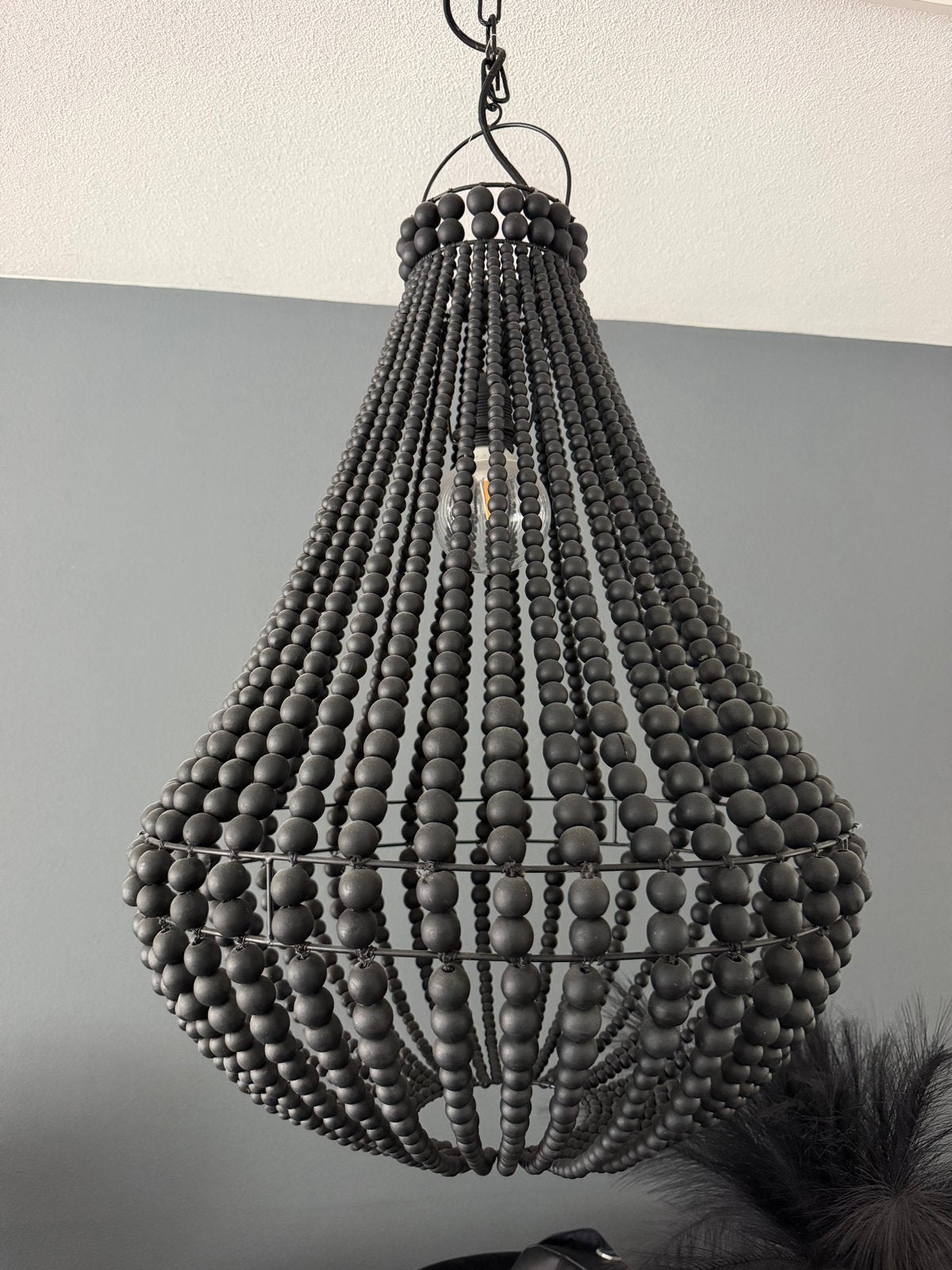 Bazar Bizar Teardrop kroonluchter zwart, Huis en Inrichting, Lampen | Kroonluchters, Ophalen, Gebruikt, Hout